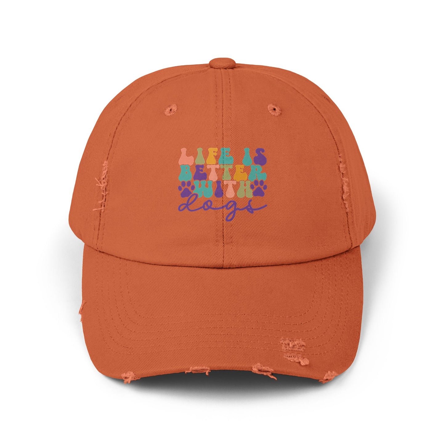 Life is Better with Dogs Unisex Distressed Cap