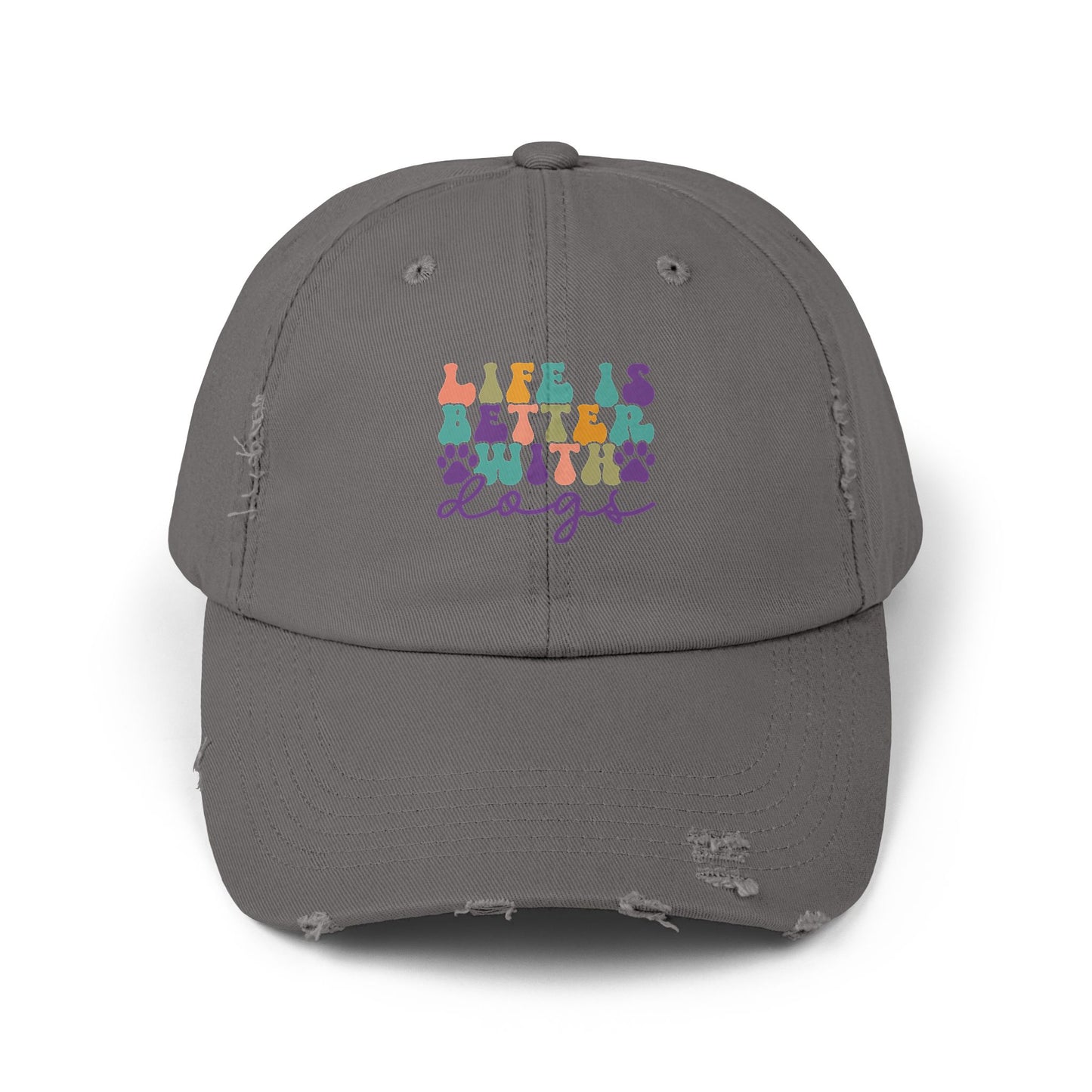 Life is Better with Dogs Unisex Distressed Cap