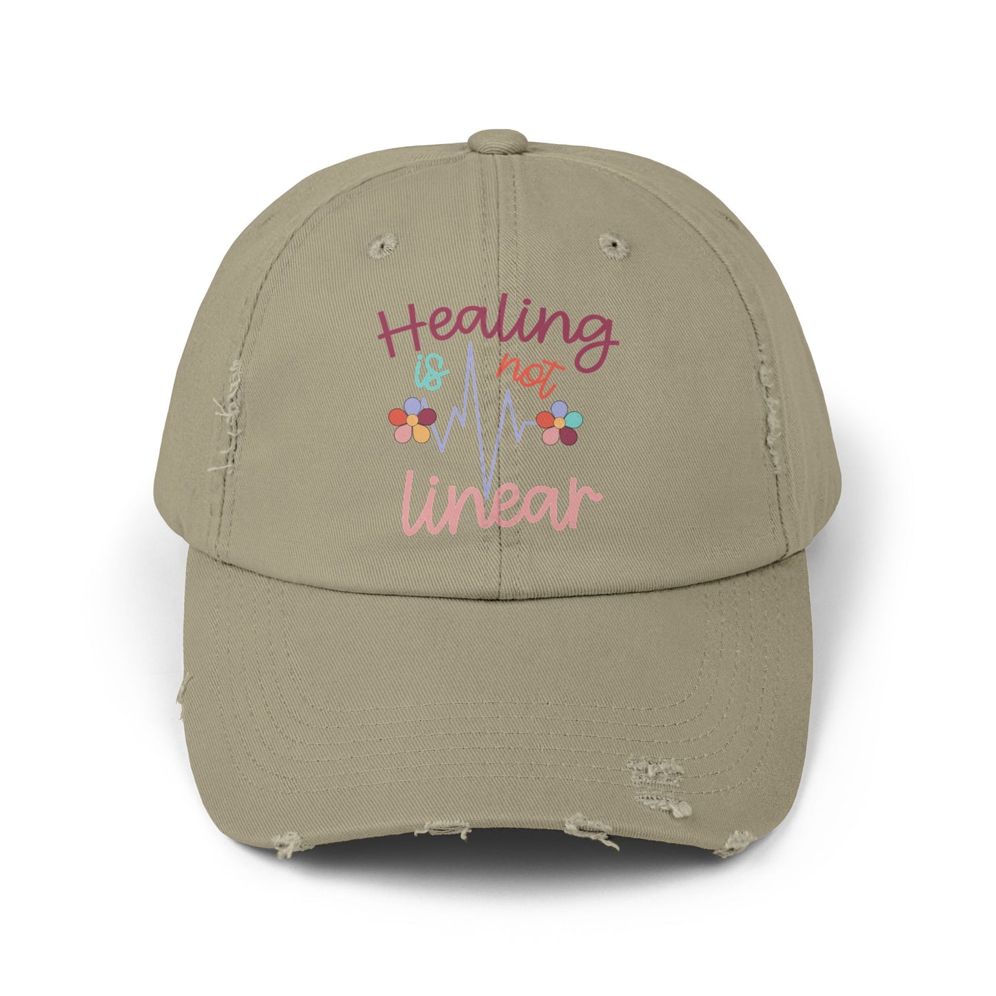 Healing Is Not Linear Unisex Distressed Cap