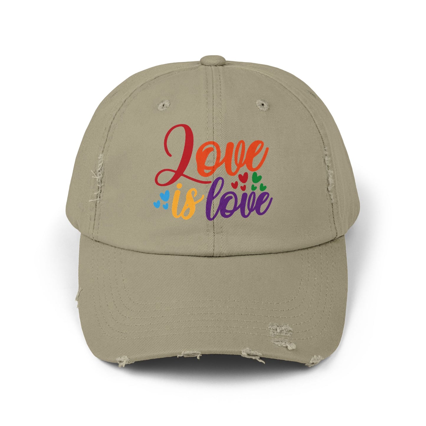 Love is Love Unisex Distressed Cap