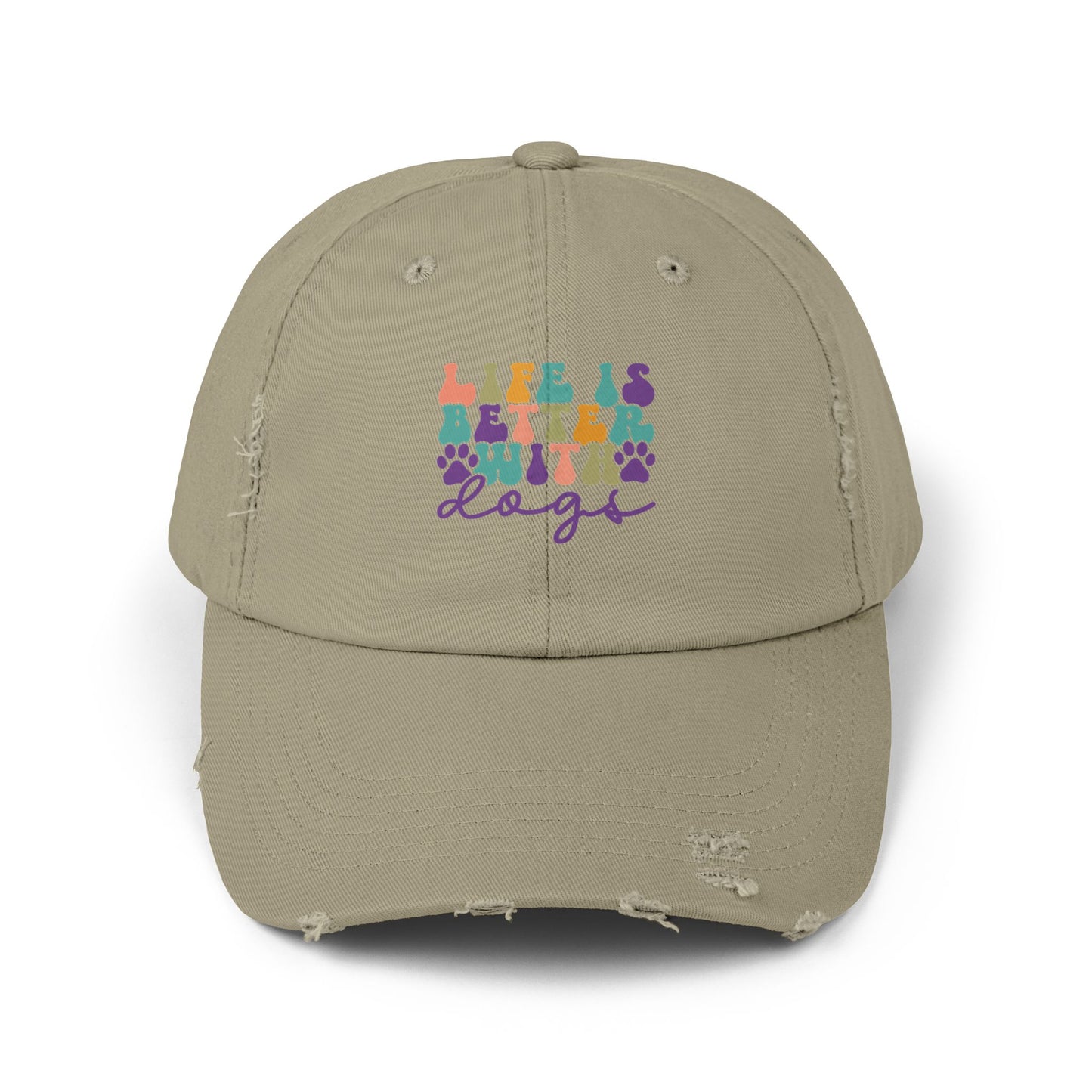 Life is Better with Dogs Unisex Distressed Cap