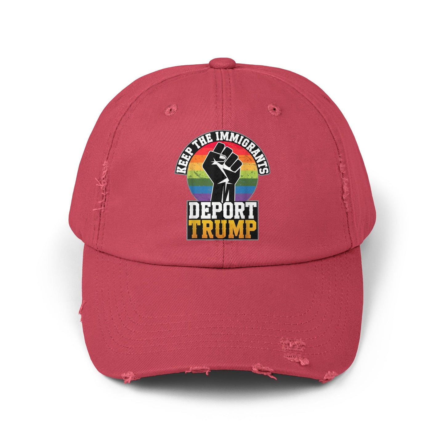 Keep The Immigrants Deport Trump Unisex Distressed Cap
