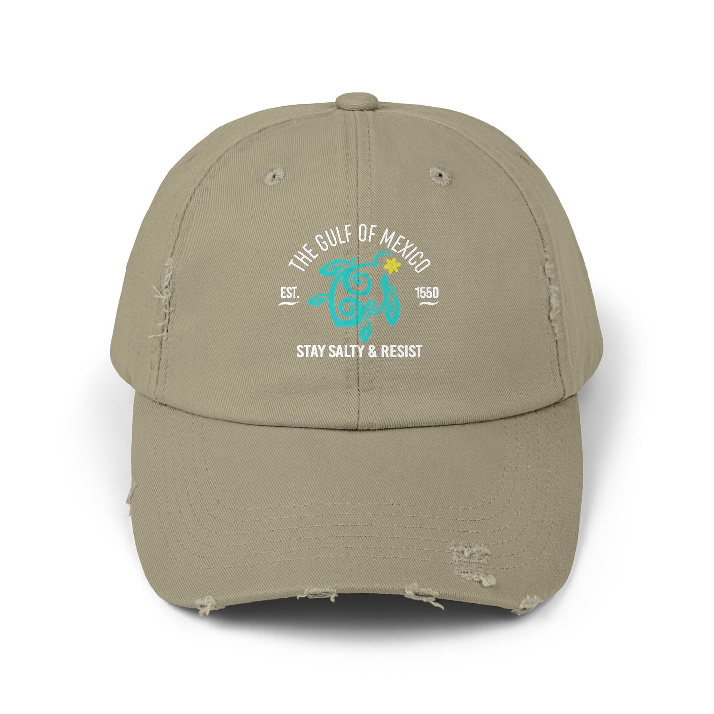 Stay Salty & Resist Unisex Distressed Cap