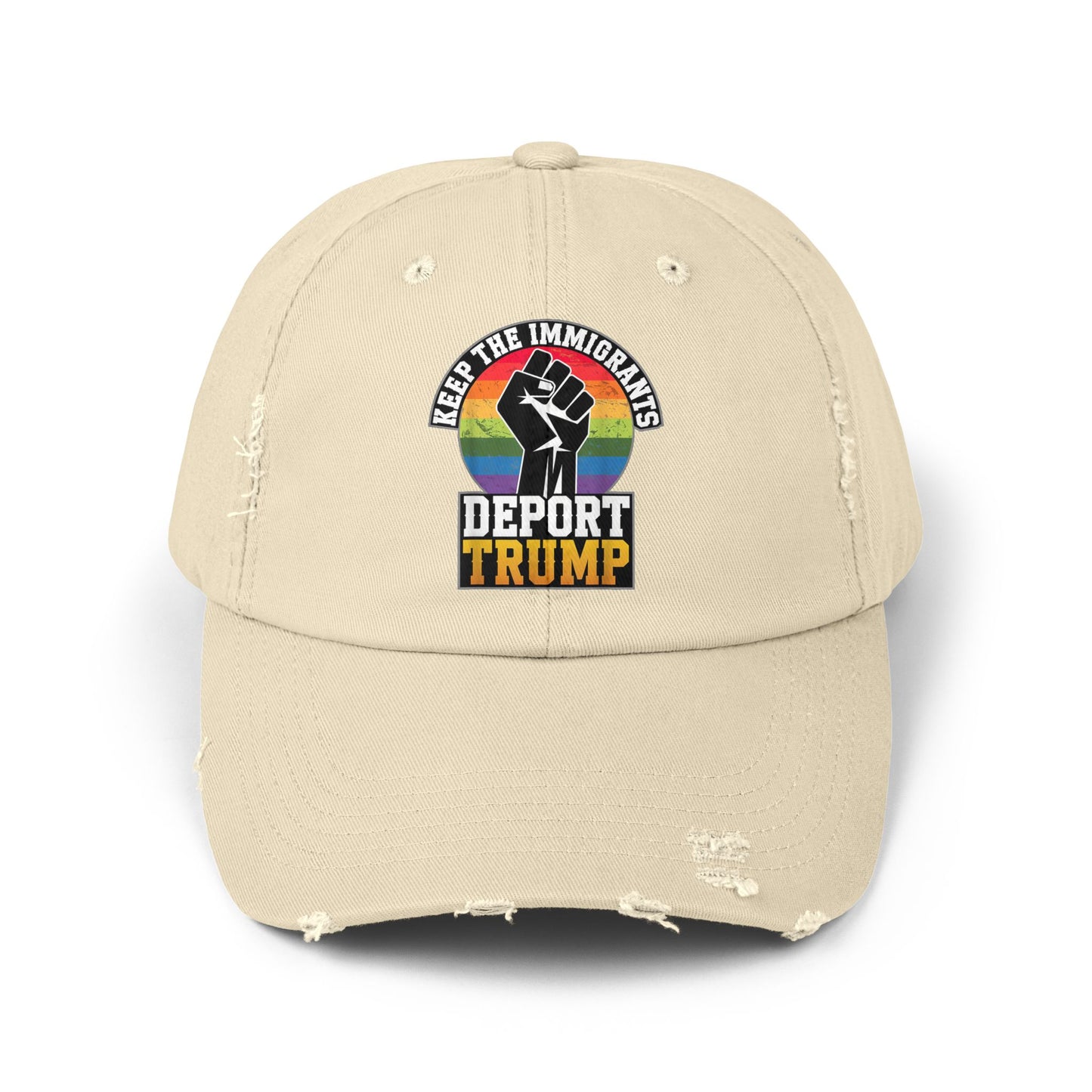 Keep The Immigrants Deport Trump Unisex Distressed Cap