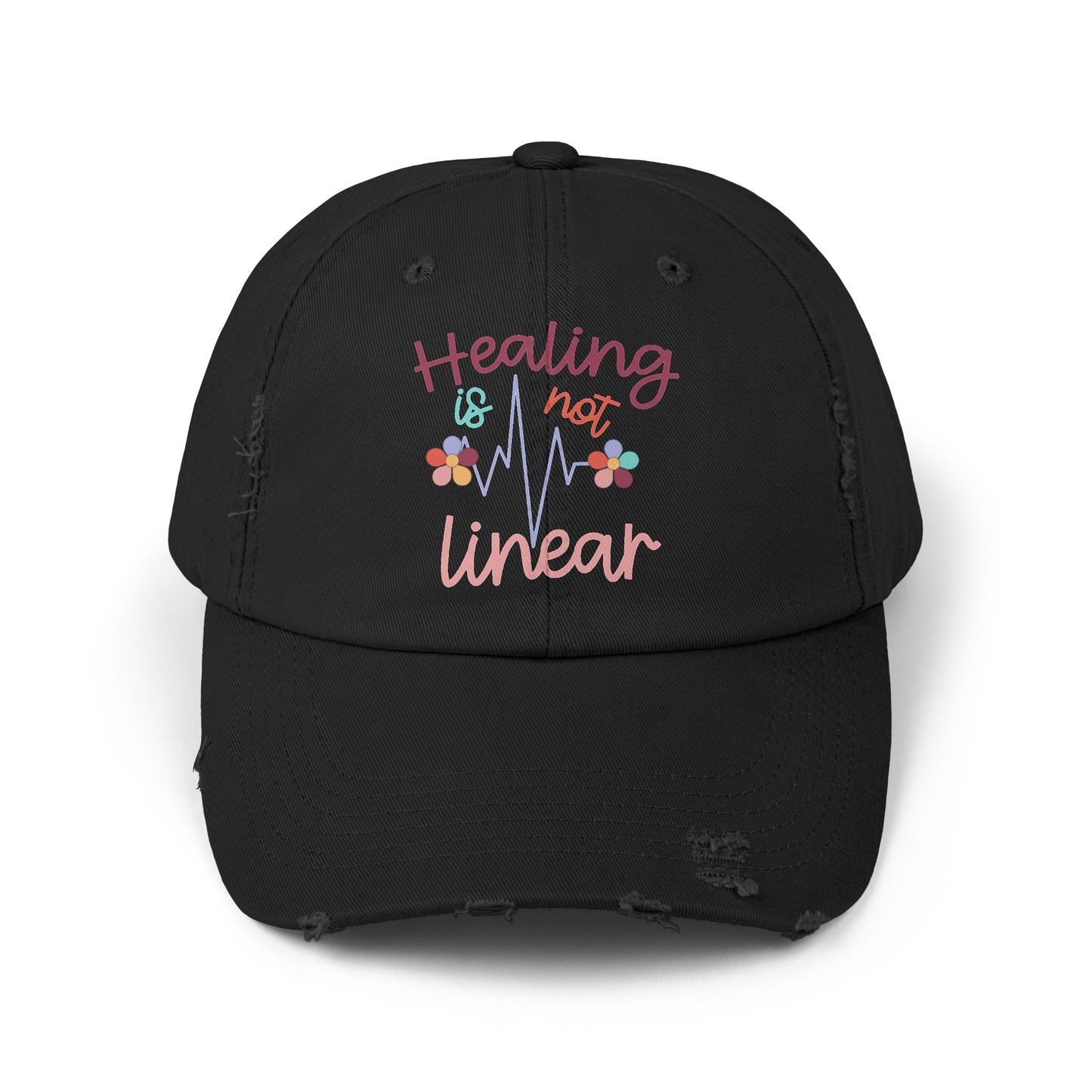 Healing Is Not Linear Unisex Distressed Cap