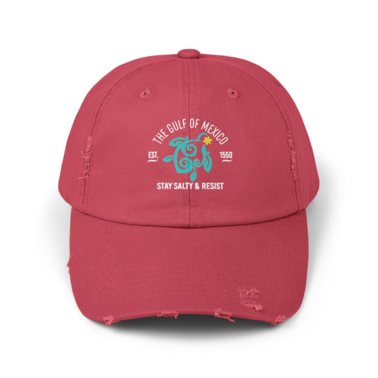 Stay Salty & Resist Unisex Distressed Cap
