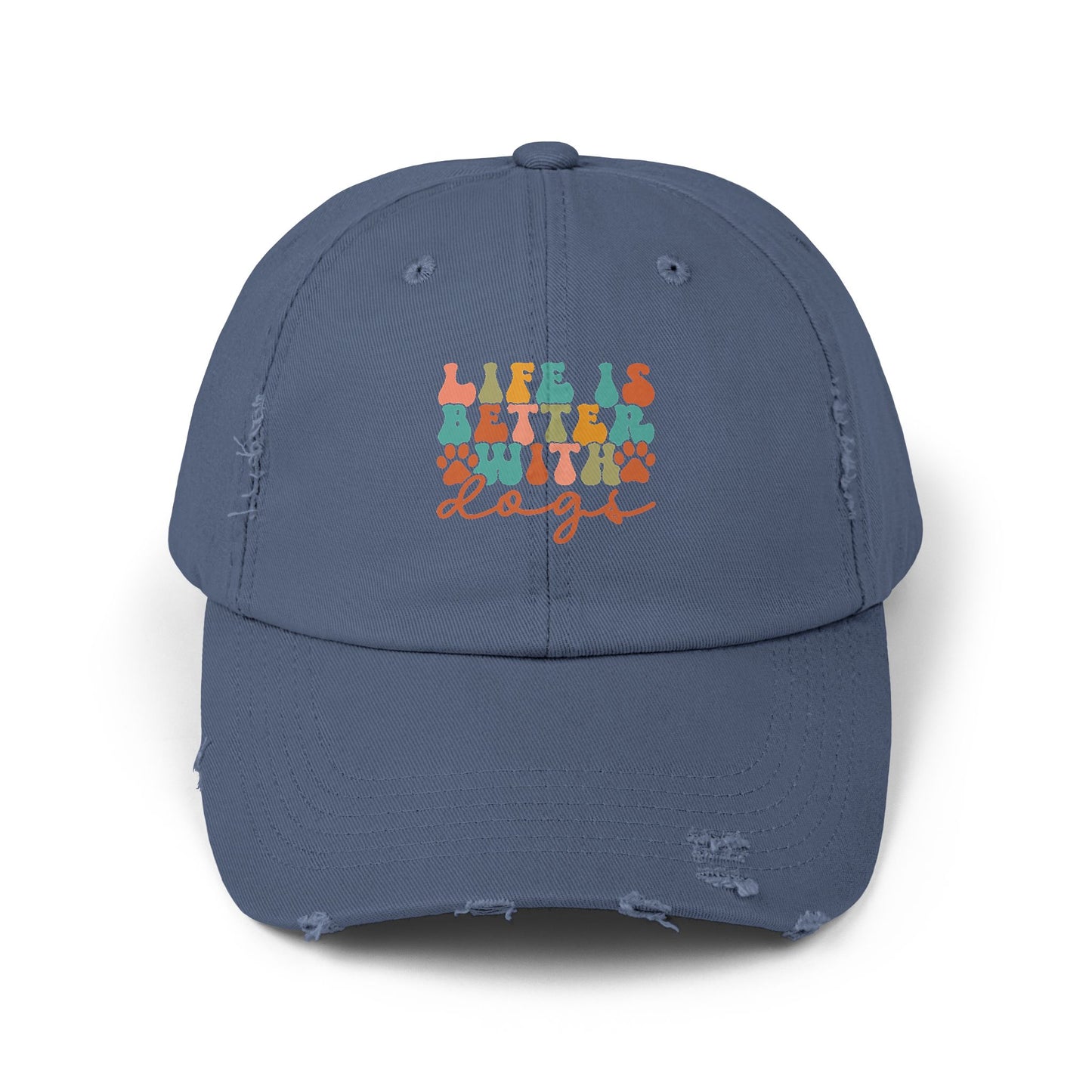 Life is Better with Dogs Unisex Distressed Cap