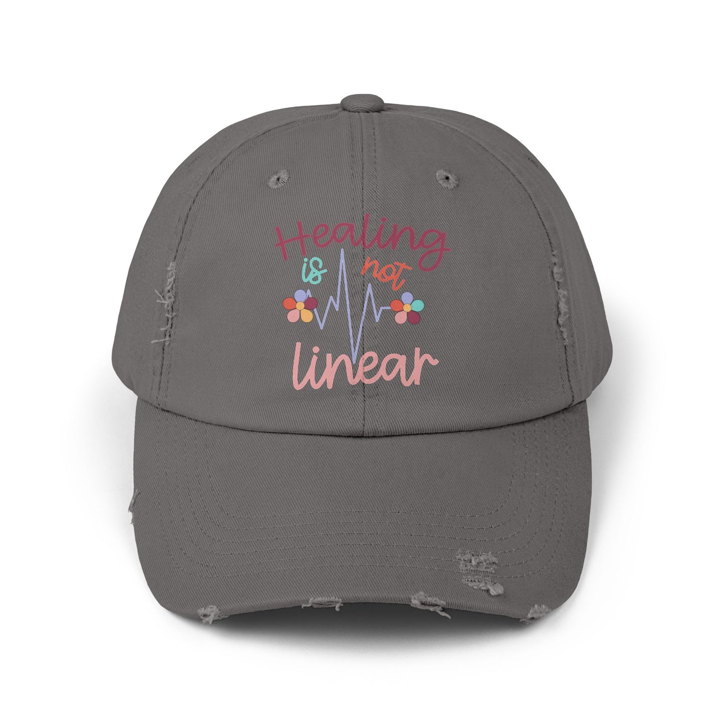 Healing Is Not Linear Unisex Distressed Cap