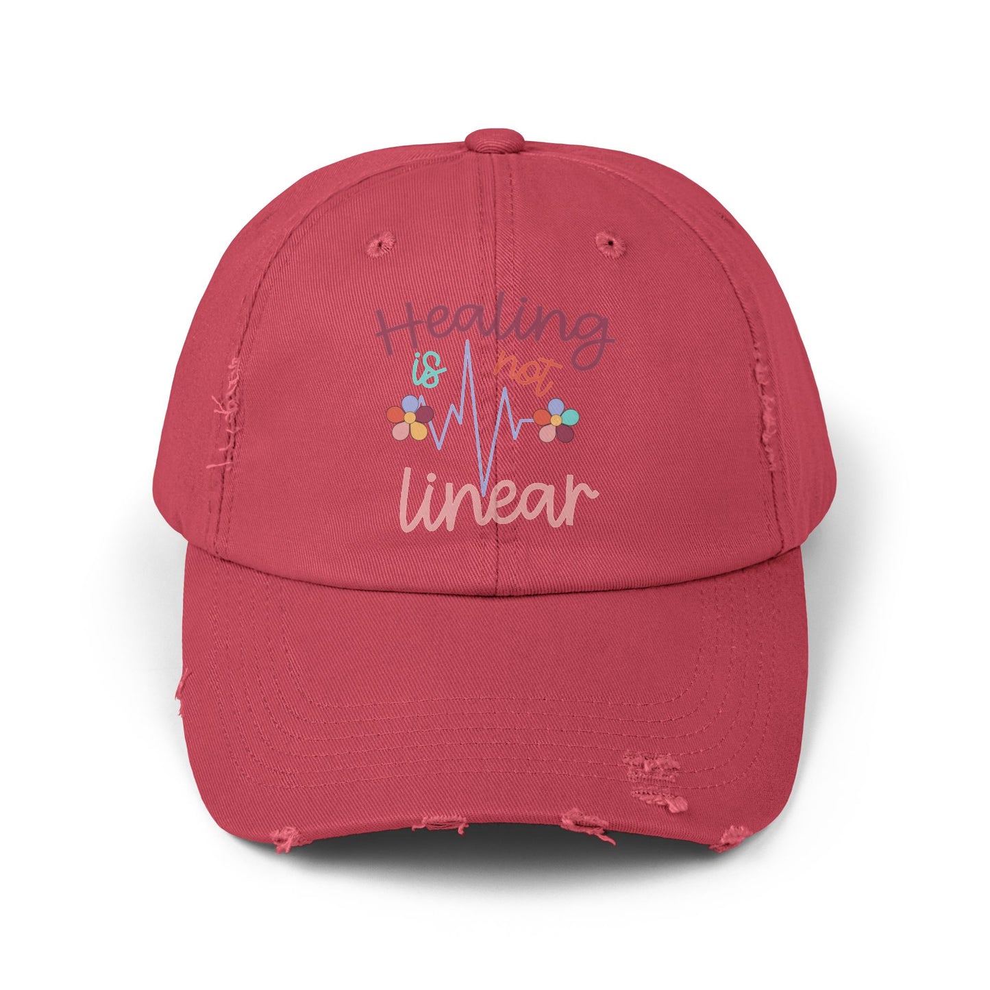Healing Is Not Linear Unisex Distressed Cap