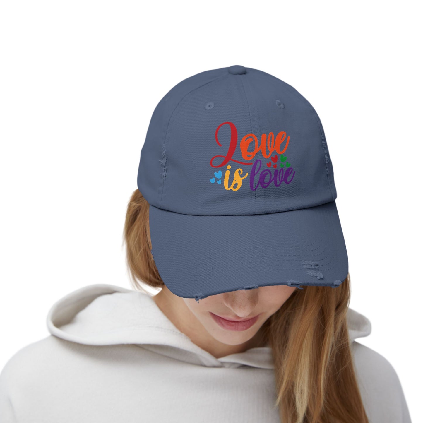 Love is Love Unisex Distressed Cap