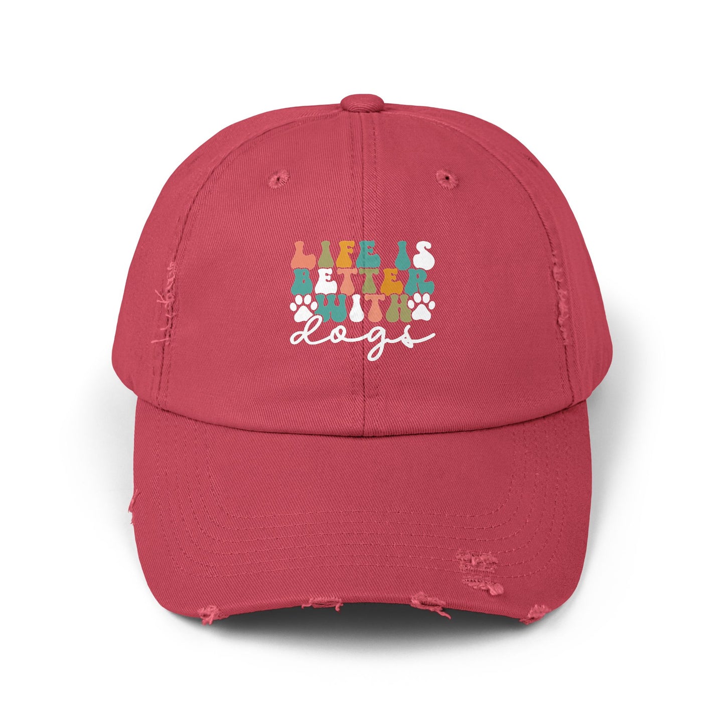 Life is Better with Dogs Unisex Distressed Cap