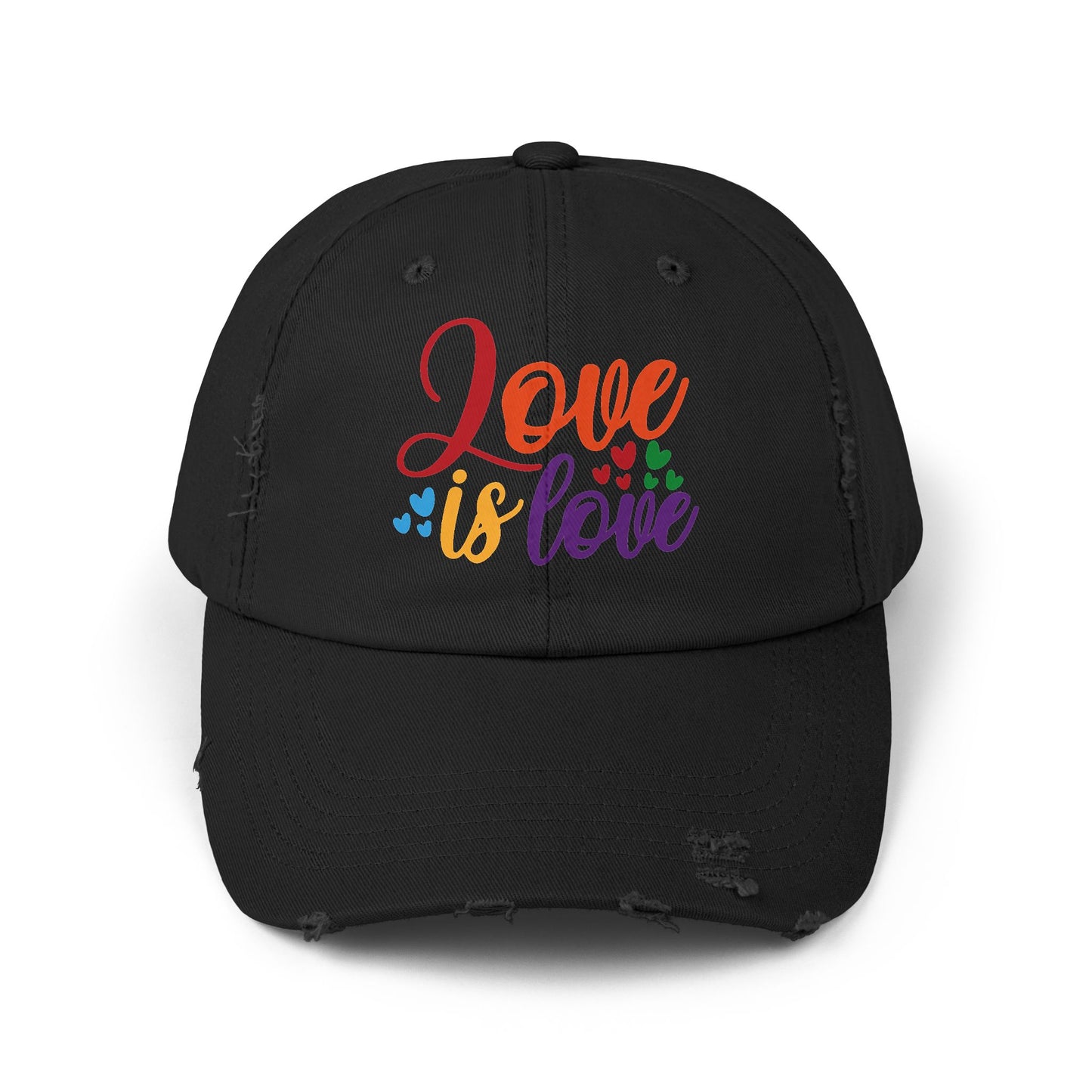 Love is Love Unisex Distressed Cap