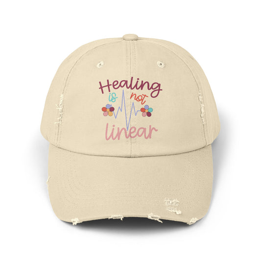 Healing Is Not Linear Unisex Distressed Cap