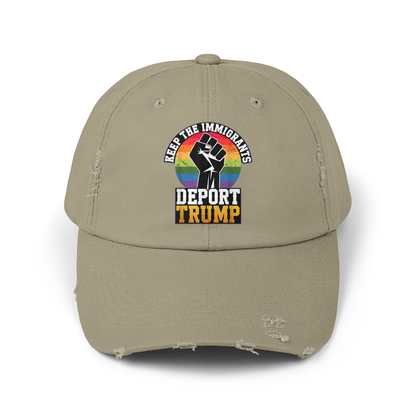 Keep The Immigrants Deport Trump Unisex Distressed Cap