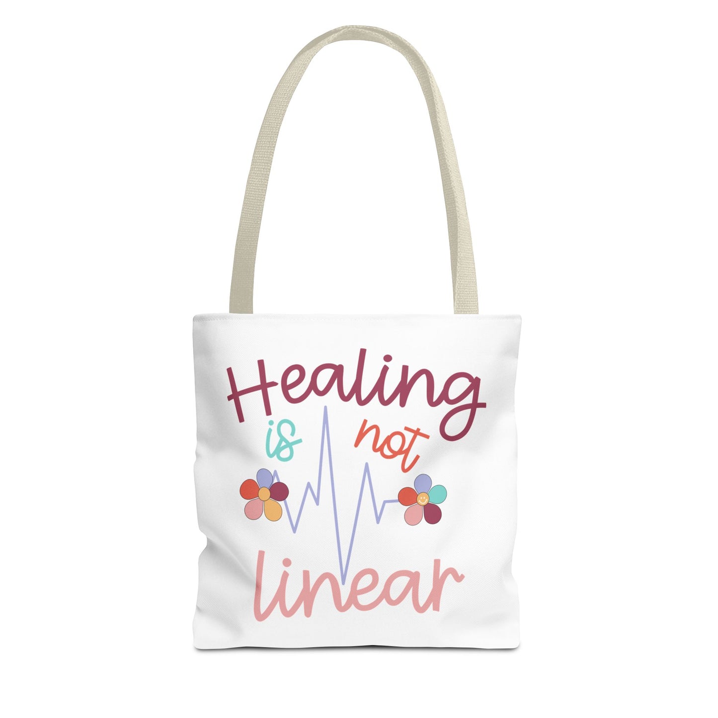 Healing Is Not Linear Tote Bag Beige Handle