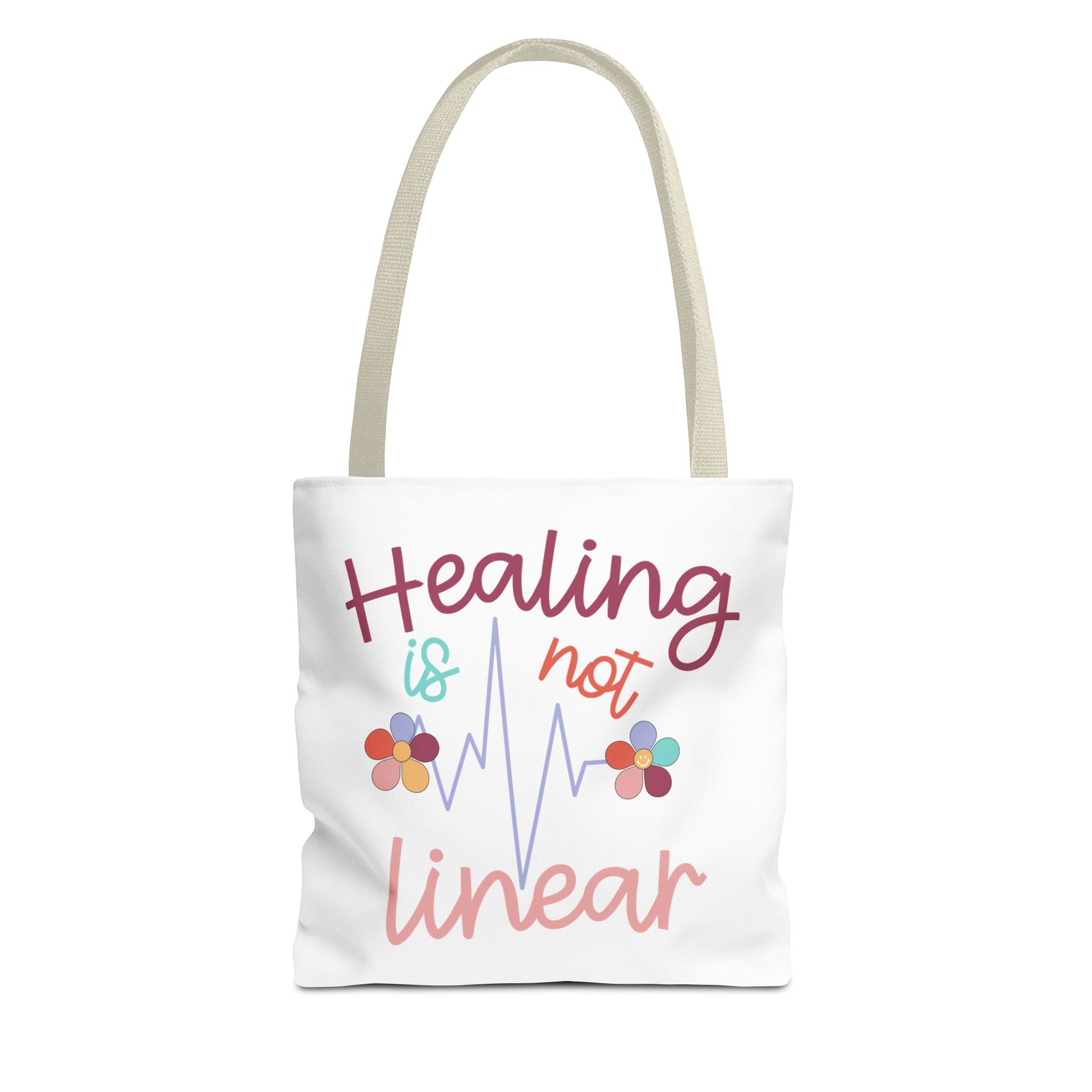 Healing Is Not Linear Tote Bag Beige Handle