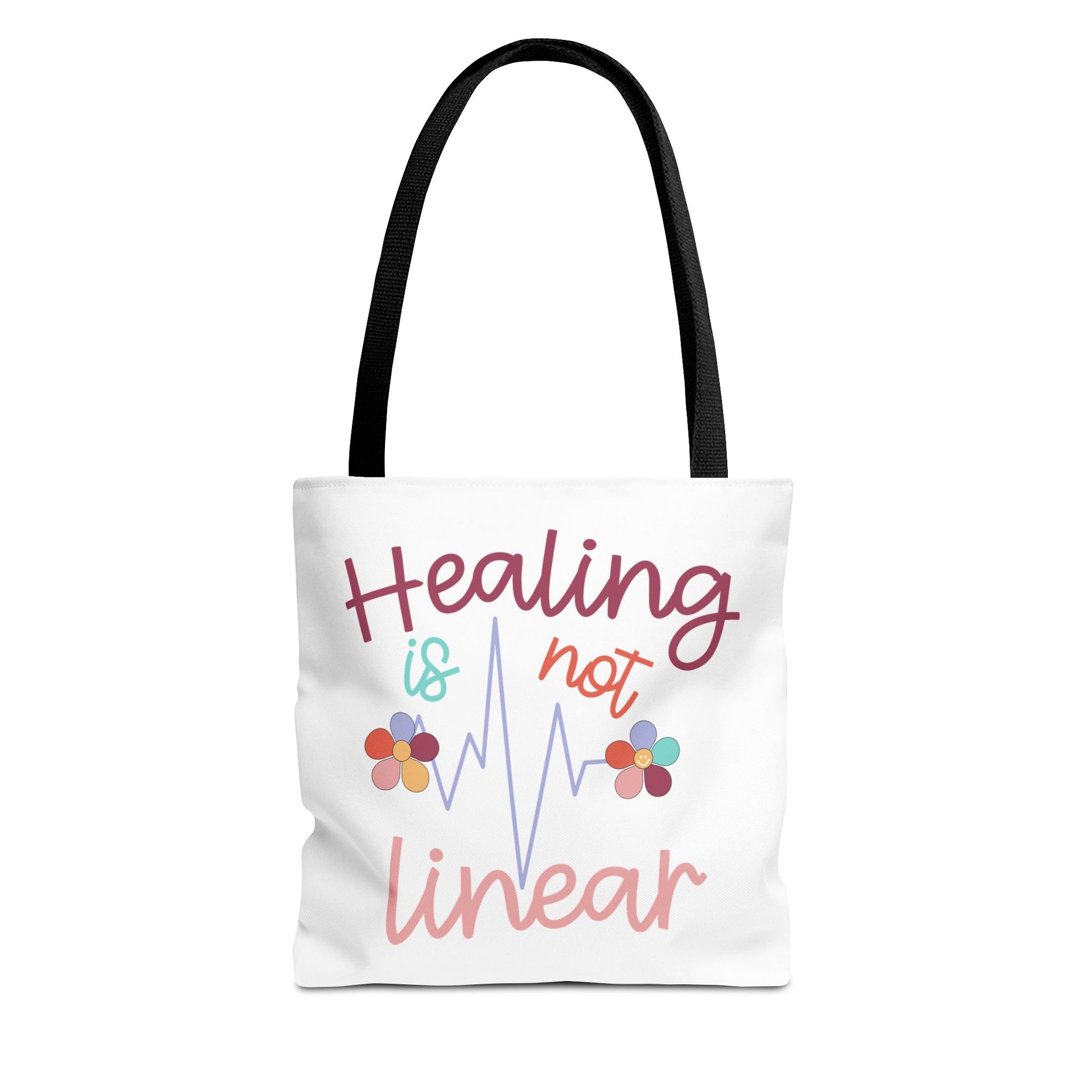 Healing Is Not Linear Tote Bag Black Handle