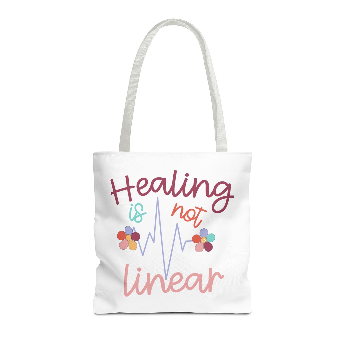 Healing Is Not Linear Tote Bag White Handle