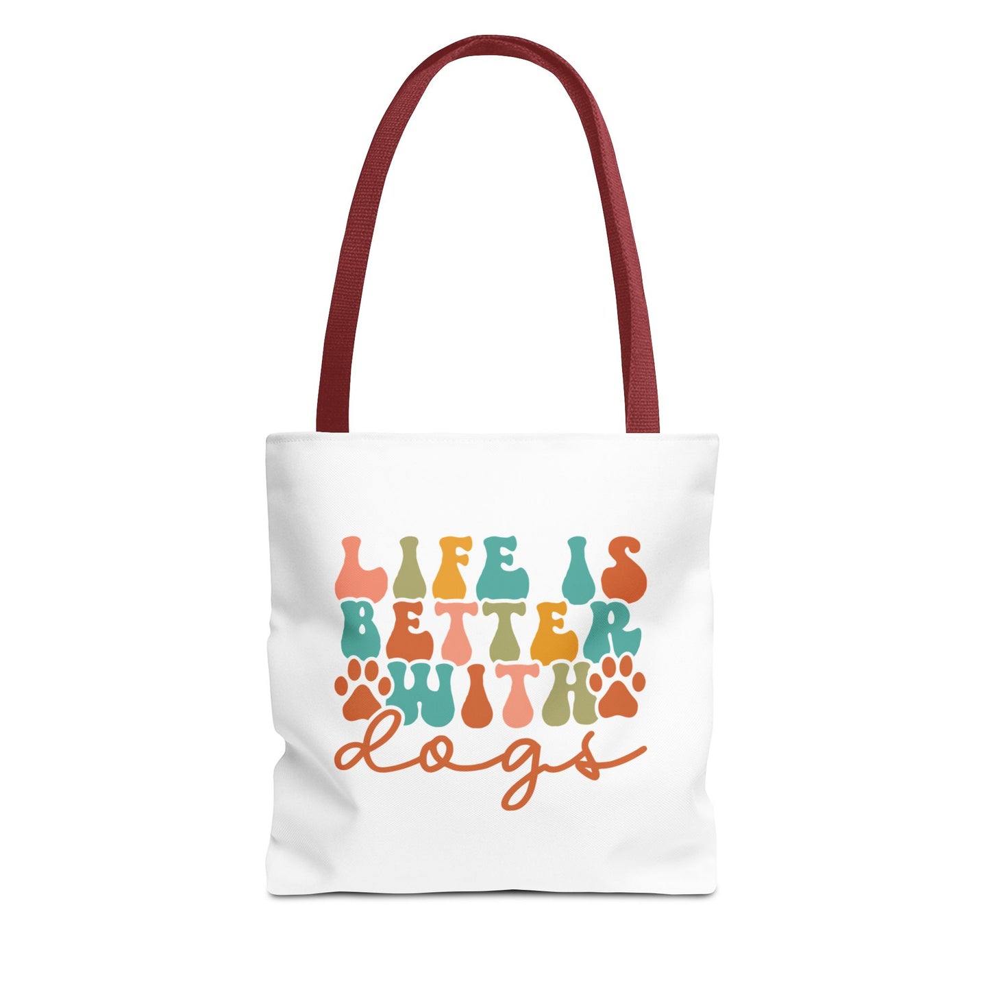 Life Is Better With Dogs Tote Bag Red Handle