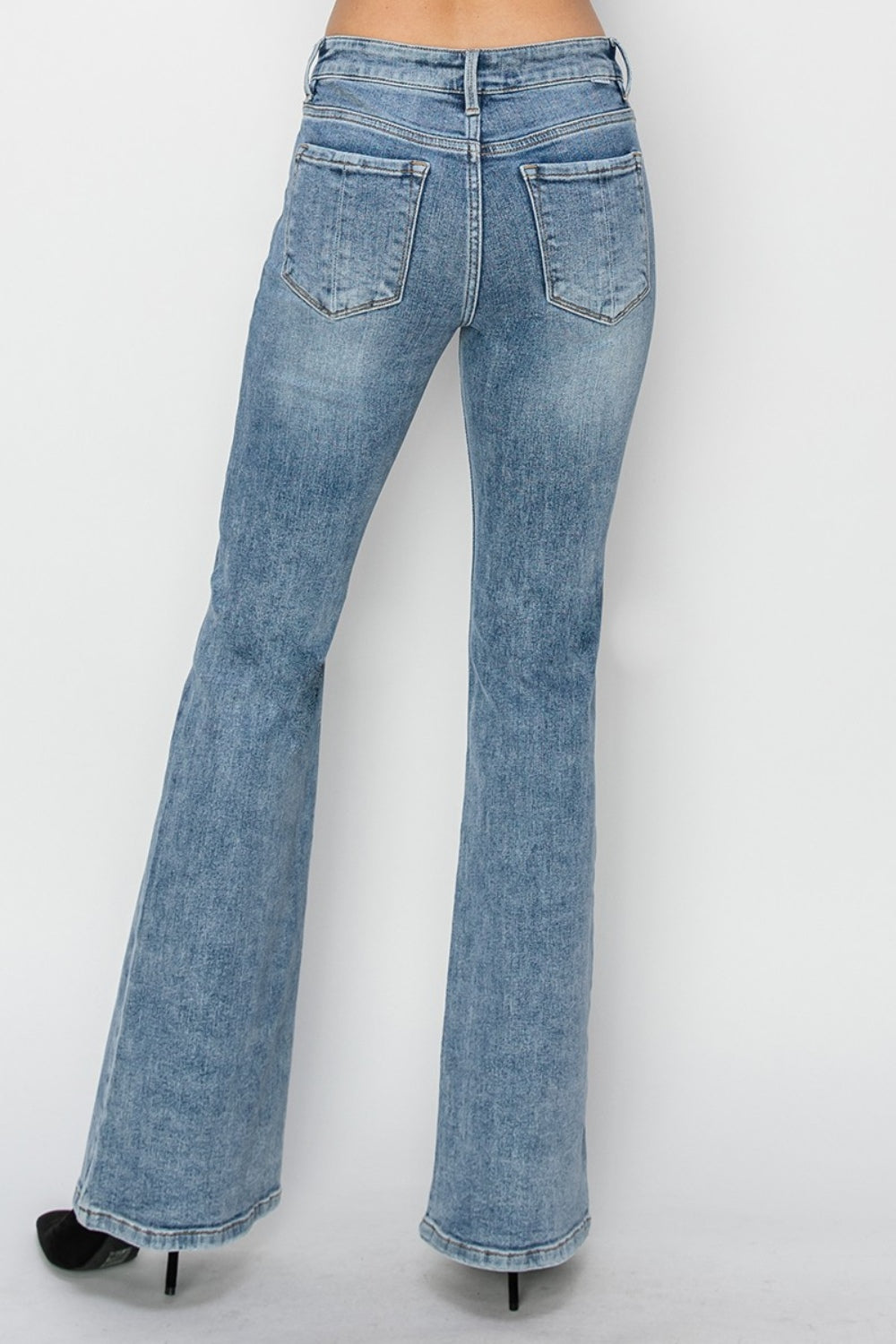 RISEN Full Size Mid Rise Bootcut Jeans Back View