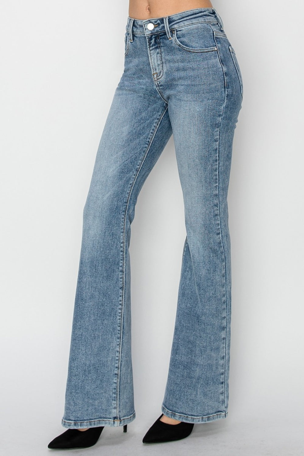 RISEN Full Size Mid Rise Bootcut Jeans Side View
