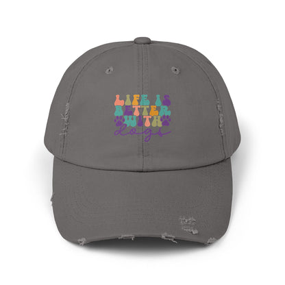 Life is Better with Dogs Unisex Distressed Cap