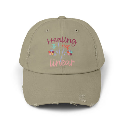 Healing Is Not Linear Unisex Distressed Cap