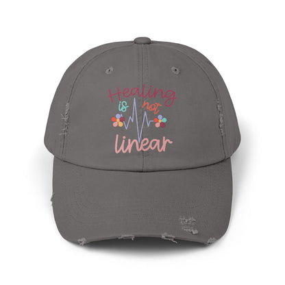 Healing Is Not Linear Unisex Distressed Cap