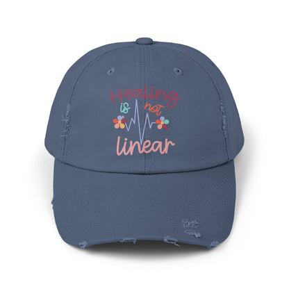 Healing Is Not Linear Unisex Distressed Cap