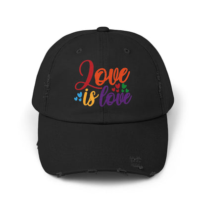 Love is Love Unisex Distressed Cap