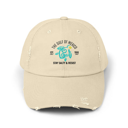 Stay Salty & Resist Unisex Distressed Cap