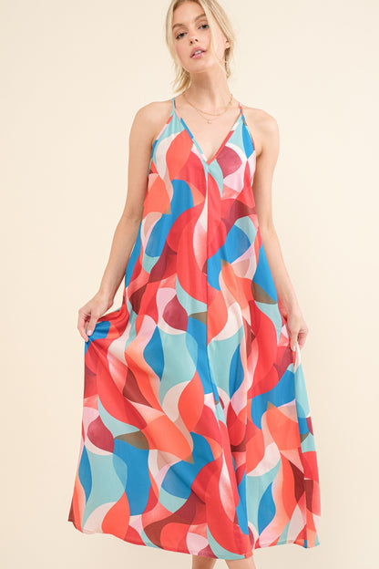 And the Why Printed Crisscross Back Cami Dress Alternate Front View
