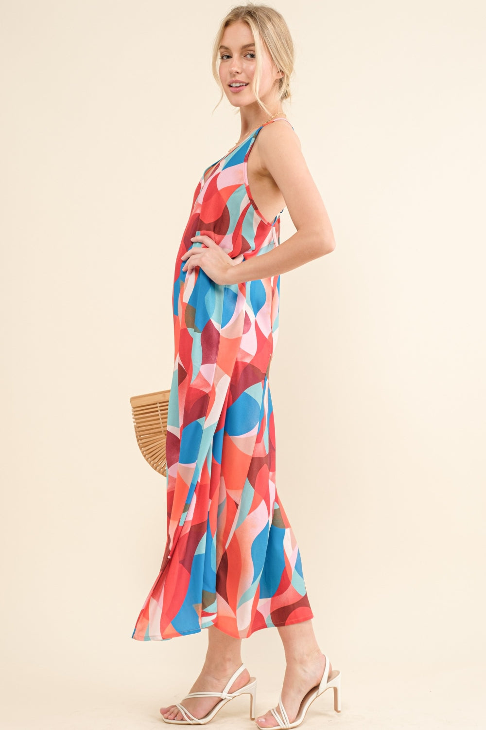 And the Why Printed Crisscross Back Cami Dress Side View
