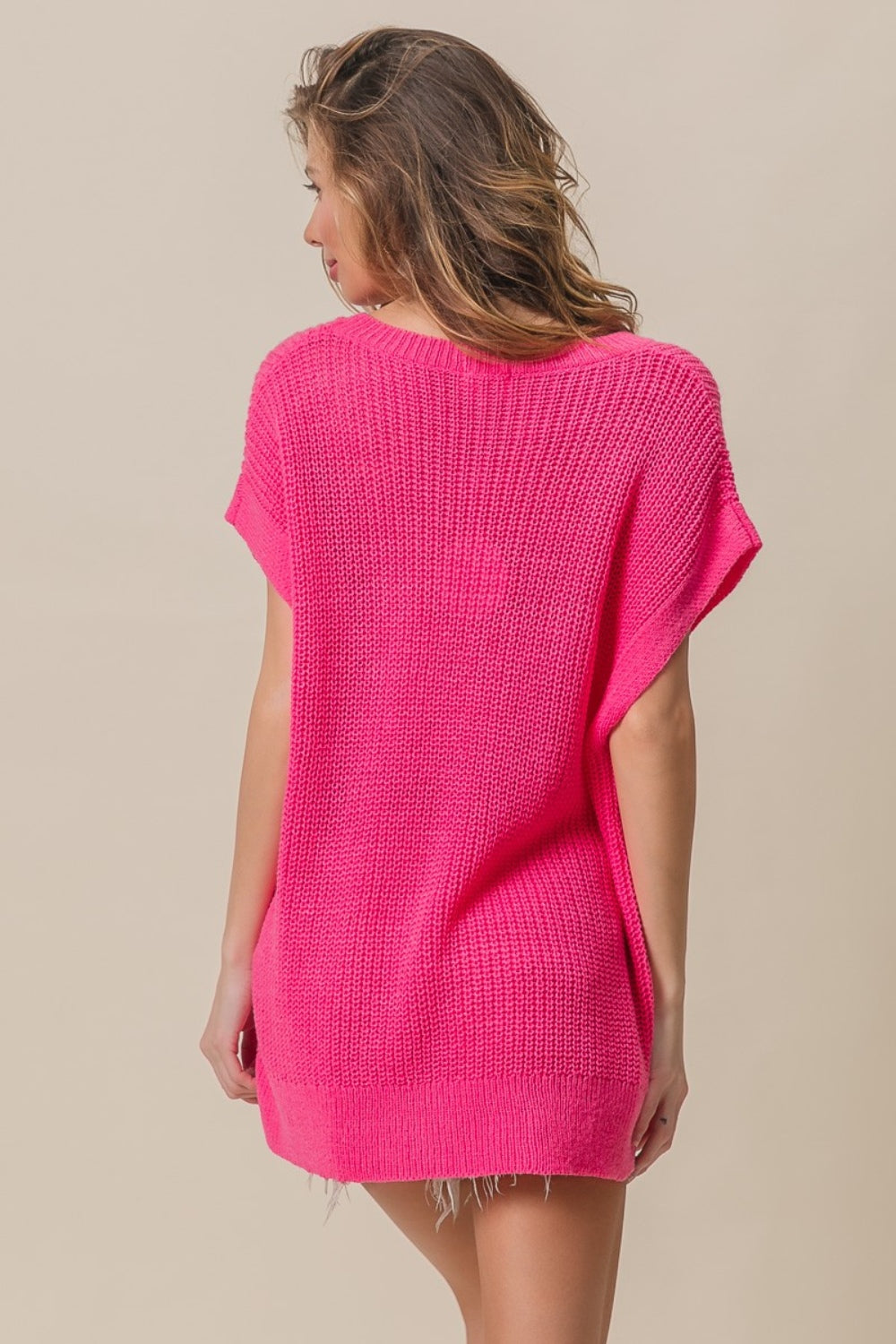 BiBi Patch Pocket Short Sleeve Sweater Back View