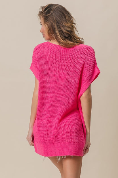 BiBi Patch Pocket Short Sleeve Sweater Back View