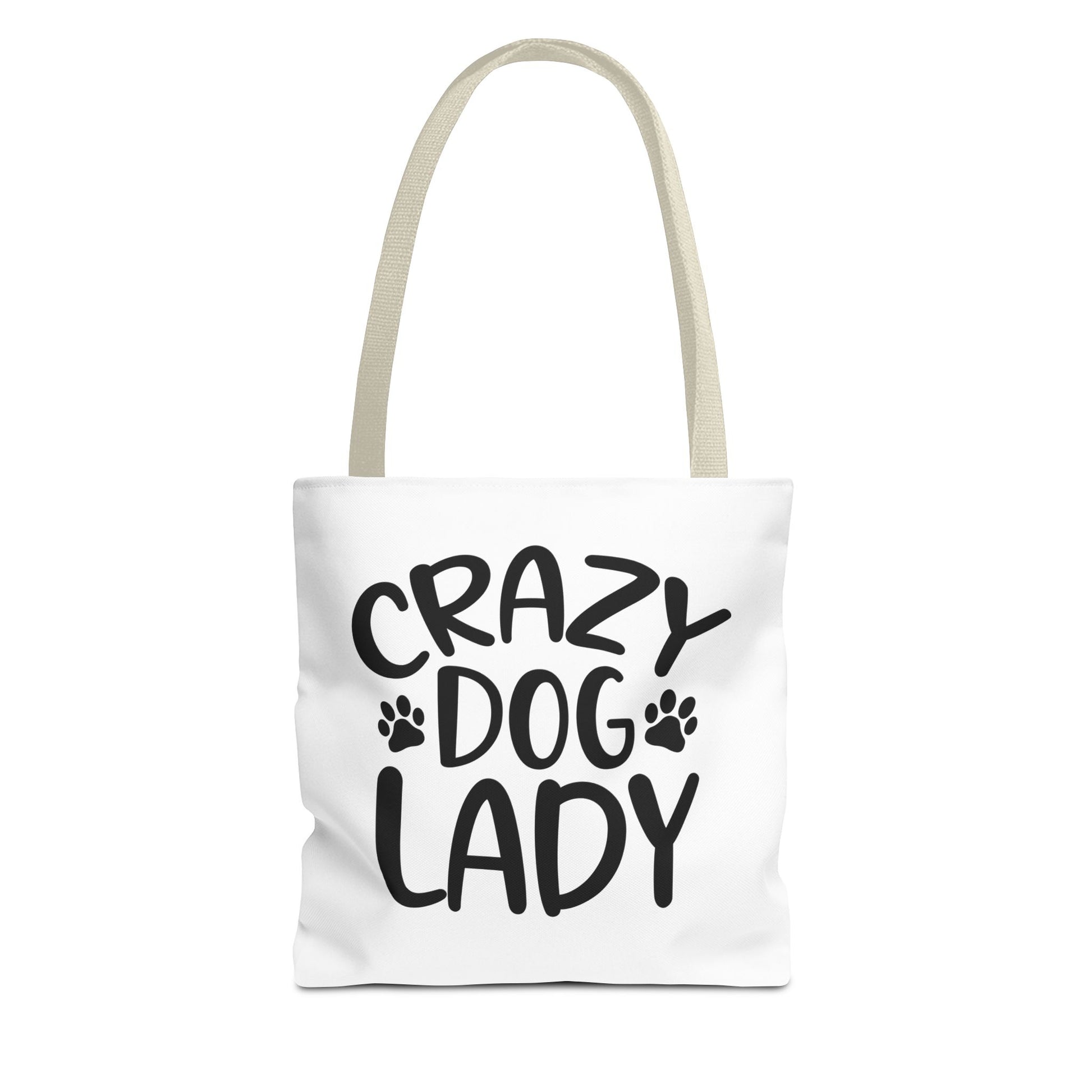 Crazy Dog Lady Tote Bag  Beige Handle