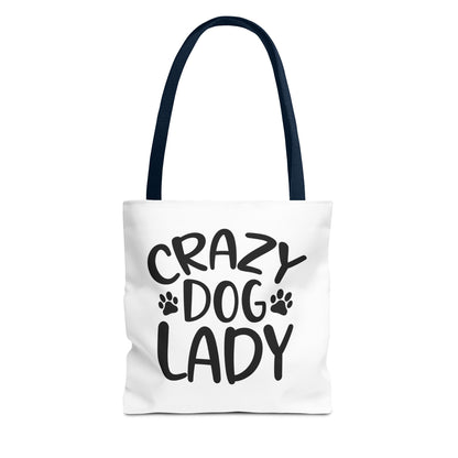 Crazy Dog Lady Tote Bag  Navy Handle