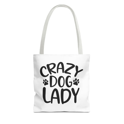 Crazy Dog Lady Tote Bag  White Handle