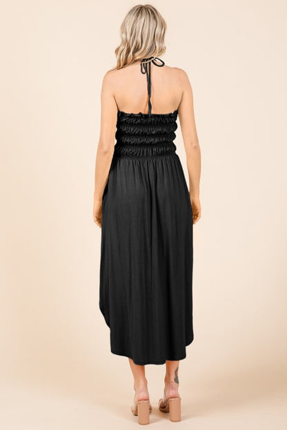 Culture Code Tie Back Shirring Dress with Pockets Back View