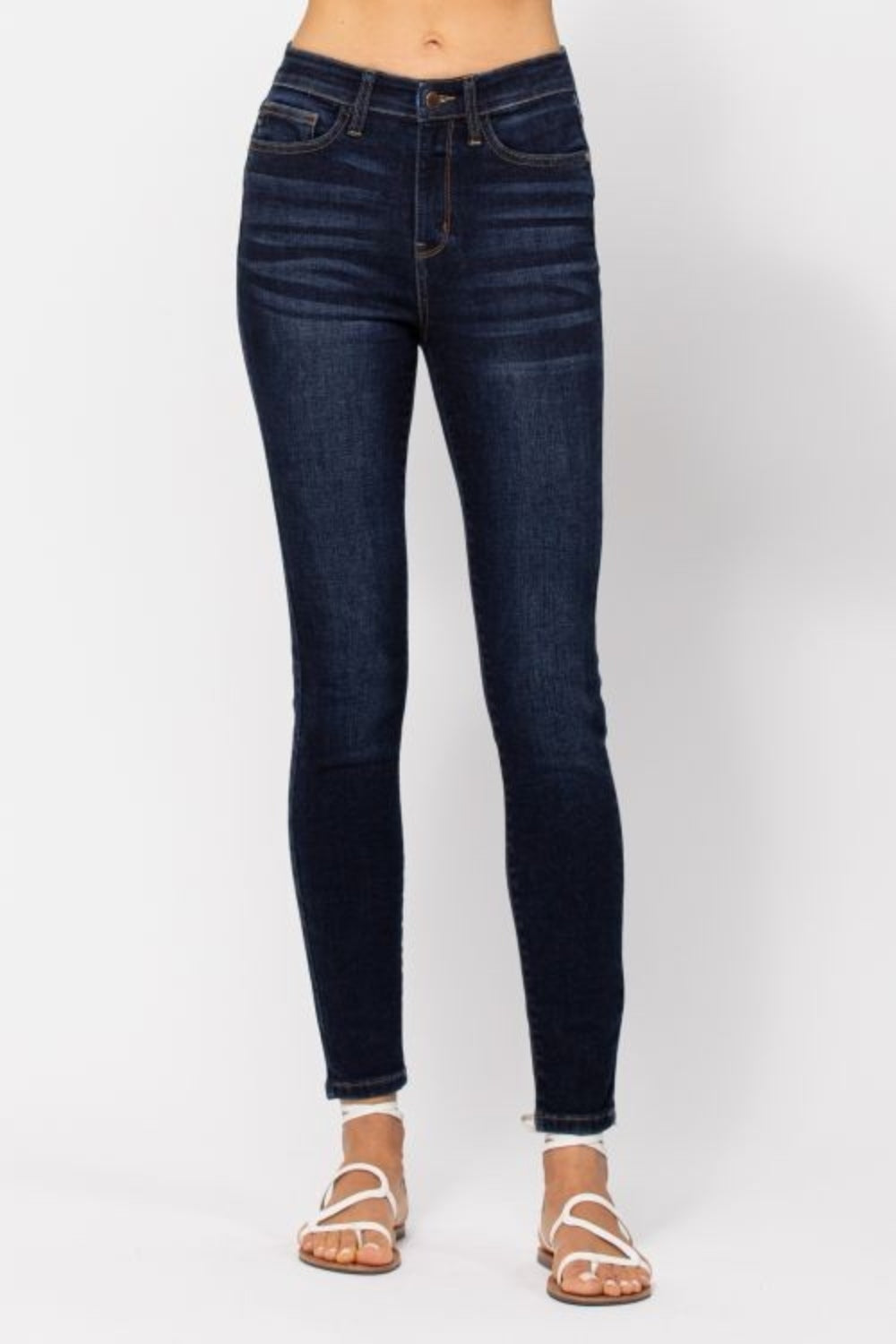 Judy Blue Full Size High Waist Handsand Skinny Jeans Front View