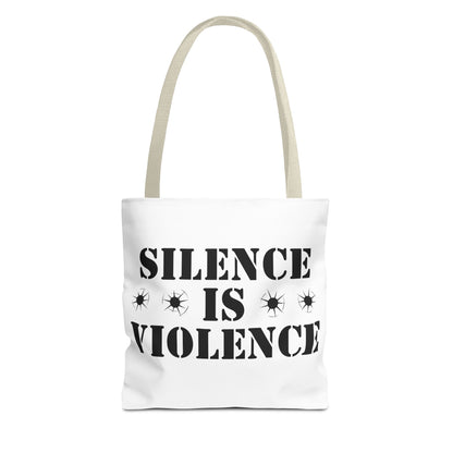 Silence is Violence Tote Bag Beige Handle