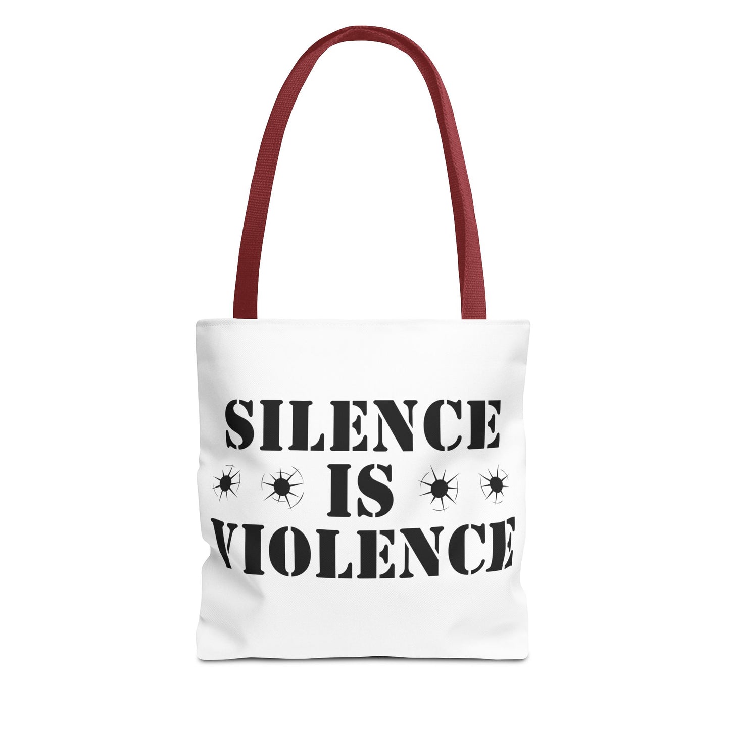 Silence is Violence Tote Bag Red Handle