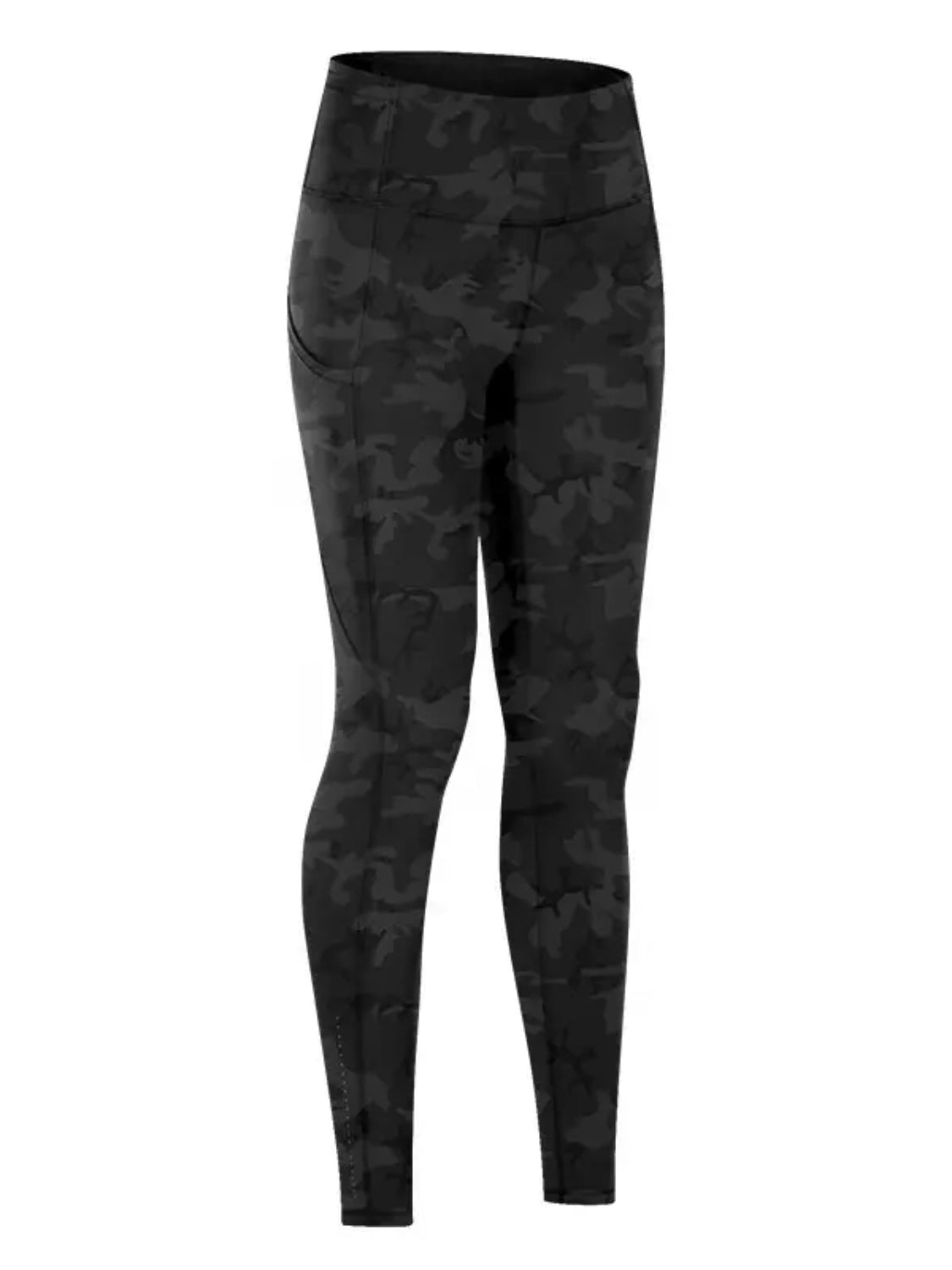 Wide Waistband Sports Leggings Black Camouflage