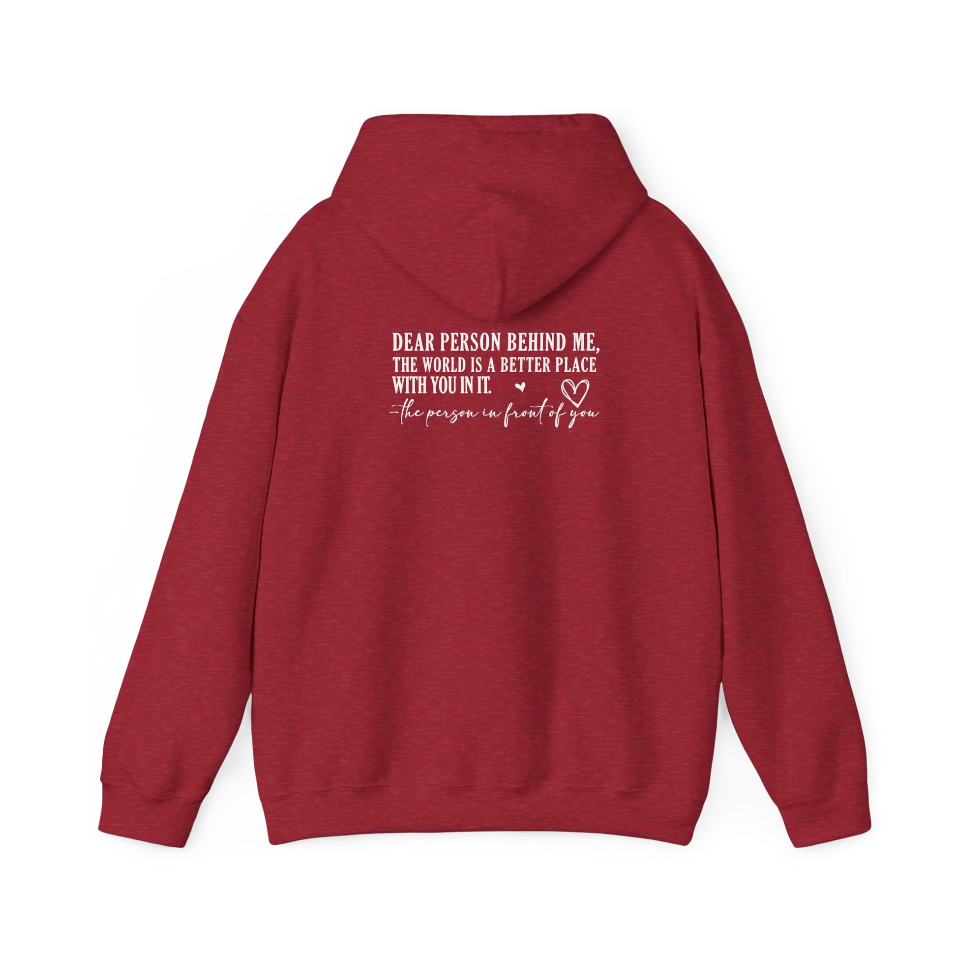 You Are Enough Hooded Sweatshirt Back View Antique Cherry Red