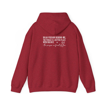 You Are Enough Hooded Sweatshirt Back View Antique Cherry Red