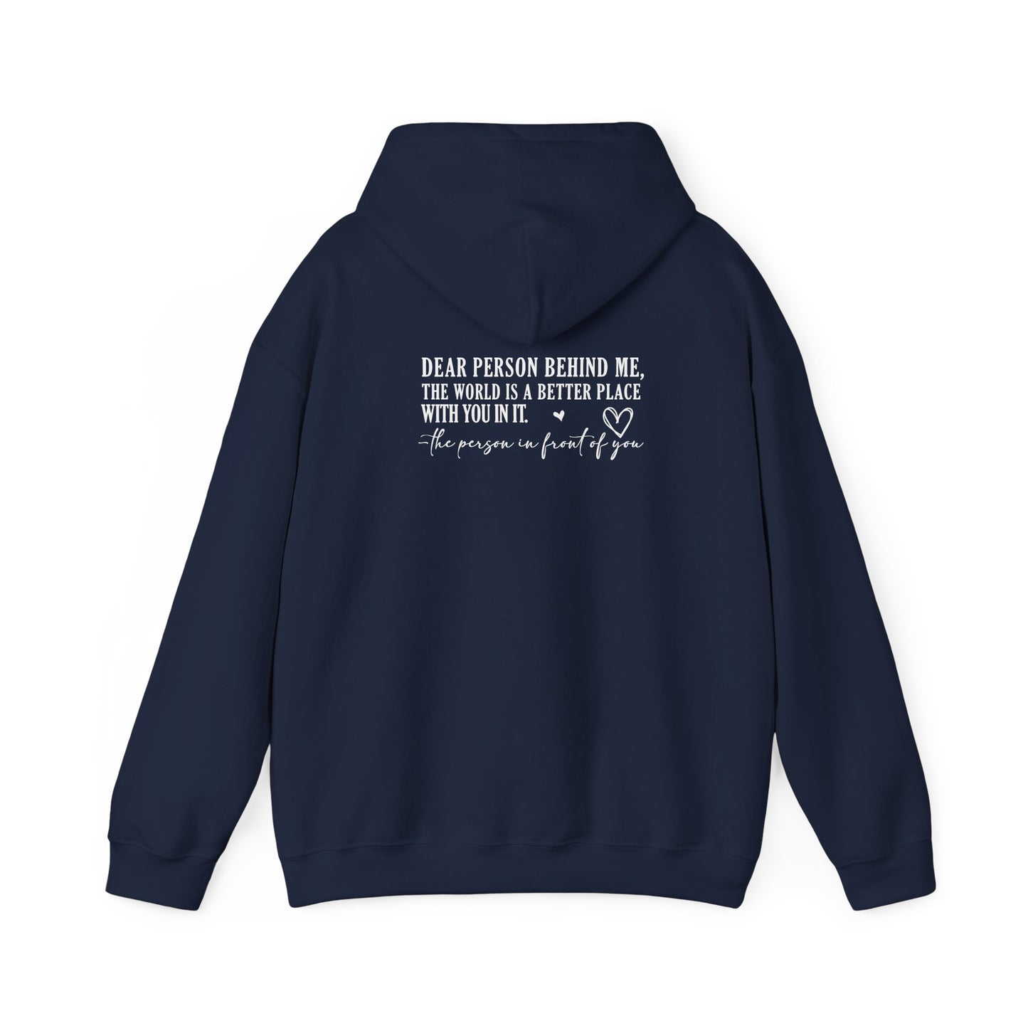 You Are Enough Hooded Sweatshirt Back View Navy