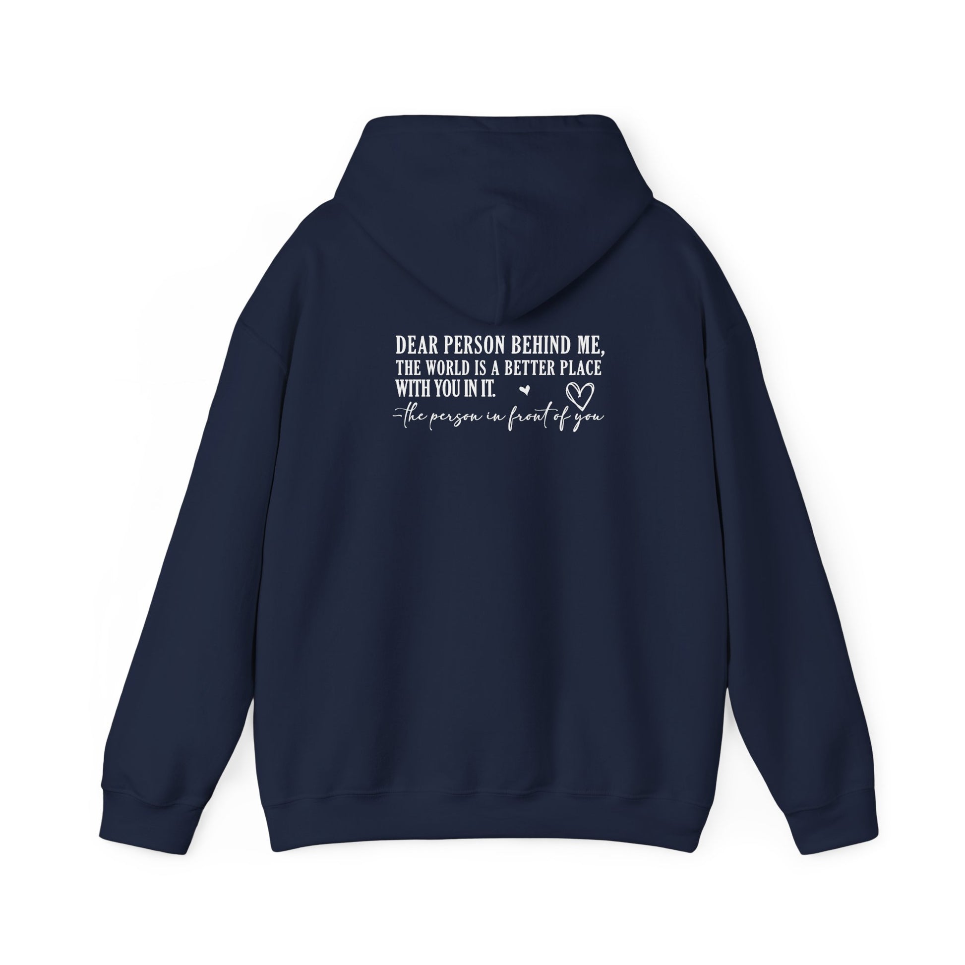 You Are Enough Hooded Sweatshirt Back View Navy