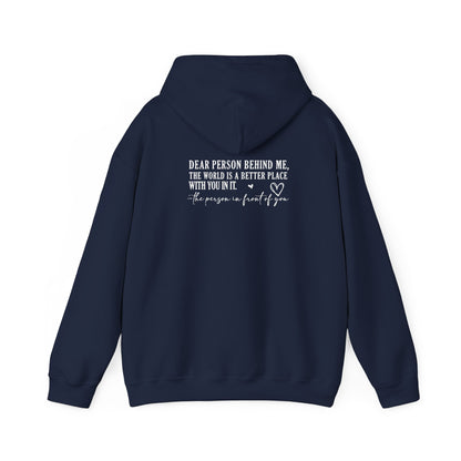 You Are Enough Hooded Sweatshirt Back View Navy